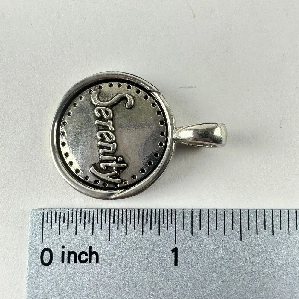 Ganz Silver Tone Charm Pendant Round "Serenity" Double Sided - Picture 2 of 2